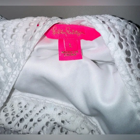 NWT Lilly Pulitzer White Lace Ruffle Janine Tank Top - Picture 6 of 7